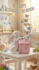 Hase LED mit Schmetterlingen Figur 35,5 cm