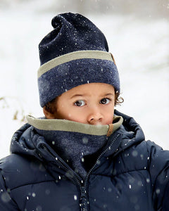 maximo Kids-Beanie, Umschlag Streifen, navy/denim