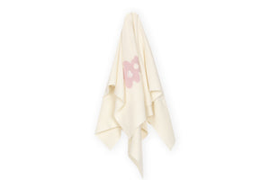 Baby-Strickdecke mit Herz-Bär-Motiv – Ecru-Rosa