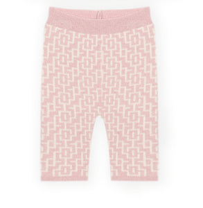 Baby-Strickleggings mit Wolle und Kaschmir – Rosa-Ecru