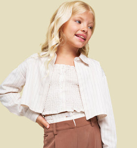 Mädchenhemd & Top – Gestreiftes Langarmset mit Lurex