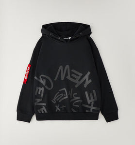 Sarabanda Jungen Hoodie Schwarz mit Ton-in-Ton-Print