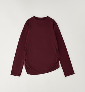 Sarabanda Mädchen Langarmshirt Burgundy – Langärmeliges Viskose-Jersey Shirt mit seitlichen Raffungen und ausgestelltem Saum