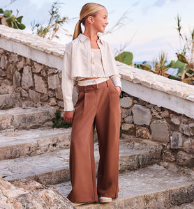 Mädchenhose – Elegante Wide-Leg Hose in Brown